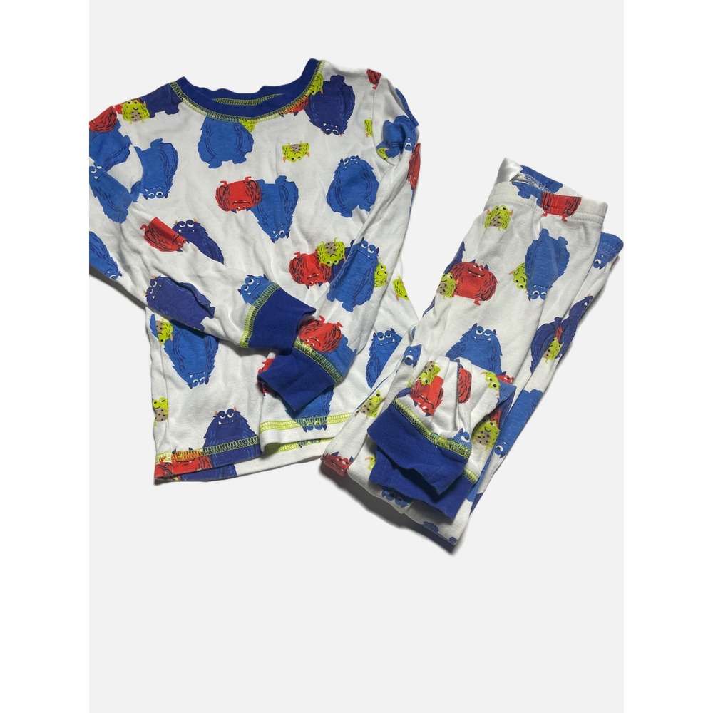 Just One You Pajama Set Kids 5T White Monster Print Long Sleeve Snug Fit Sleepwe
